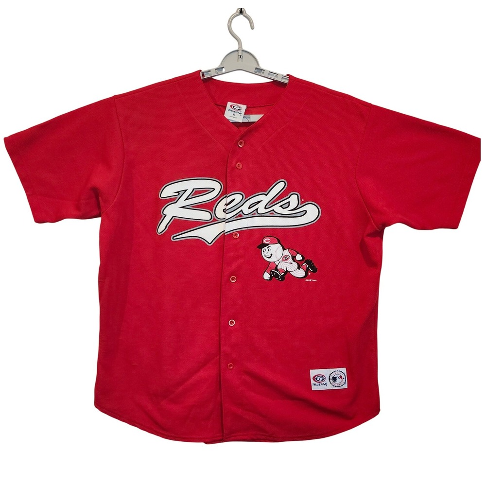 True Fan Griffey‎ Cincinnati Reds MLB Baseball Jersey Red XL Button Front VTG